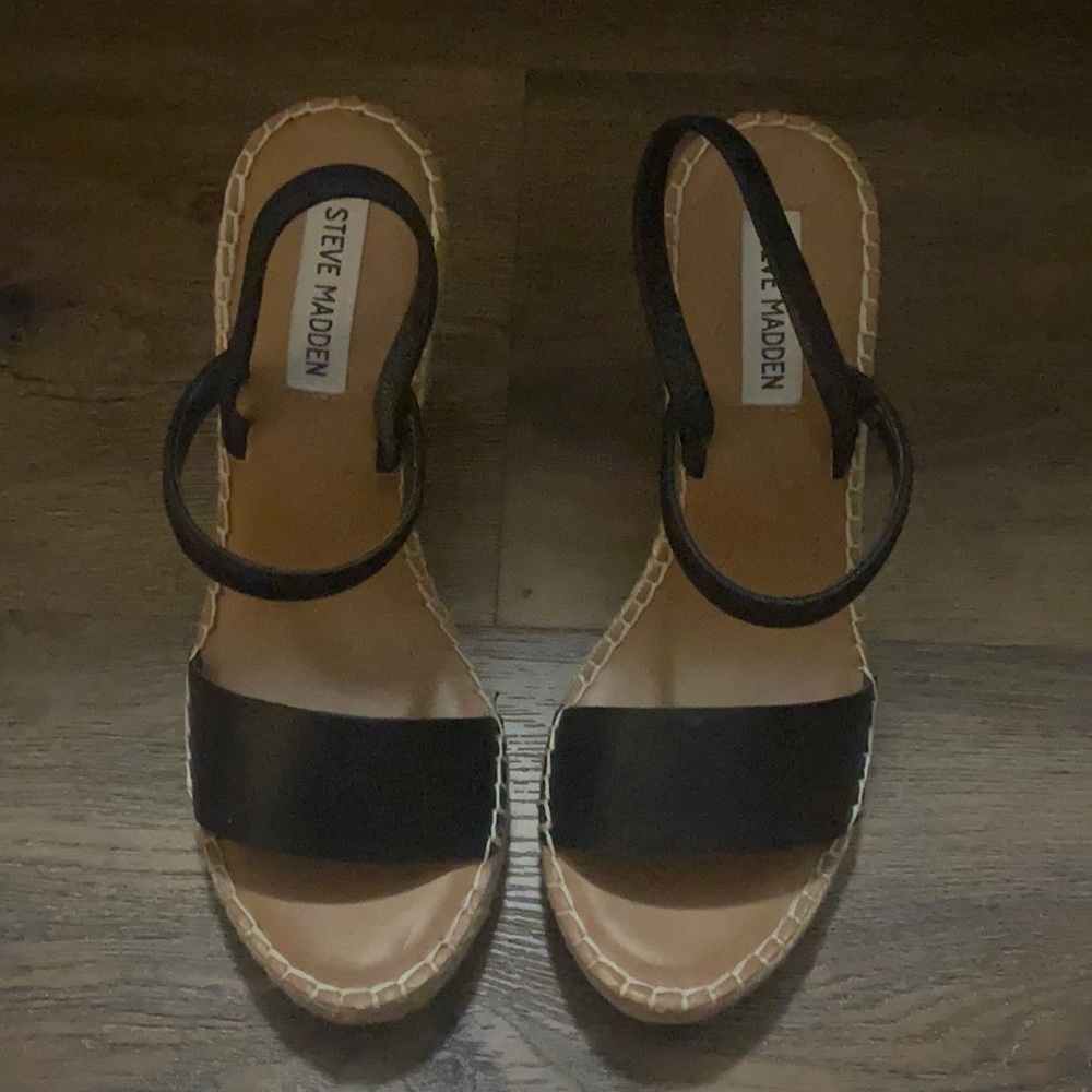 Black sling back Steve Madden Espadrille Wedge